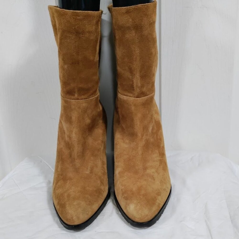 L.K Bennet London Zia Caramel Suede Leather Wedge Heel Ankle Boots Women's 9 - Picture 5 of 9